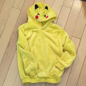 H&M Kids Yellow Pikachu Hooded Plush Pullover - 10 Years